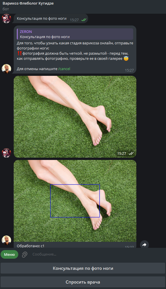 Пример работы бота